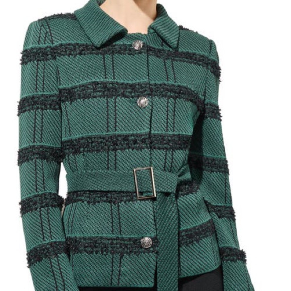 Ming Wang Green and Black Textured Blazer